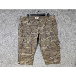 Old Navy Cargo Pants Womens 12 Brown Camo Cropped Twill Capri Utility Casual